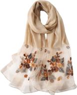 wincess yu women: mulberry silk scarf | lightweight embroidered floral shawl wraps | beach gauze blanket shawl for all season logo