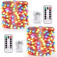 🔦 jmexsuss 2 pack fairy lights battery operated: 150 led super bright 8 modes multicolor twinkle fairy lights for bedroom - upgraded oversize lamp beads, remote clearance logo