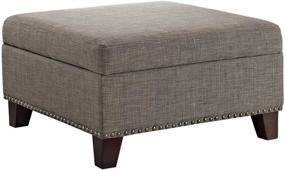 img 4 attached to 💼 Stylish and Functional: FlexLiving Gray Linen Square Storage Ottoman with Nail Heads