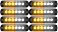 🚨 dibms led emergency strobe lights for vehicles - 8x amber white 6 led flashing light caution construction hazard - surface mount for car truck van off road atv suv logo