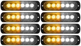 img 4 attached to 🚨 DIBMS LED Emergency Strobe Lights for Vehicles - 8x Amber White 6 LED Flashing Light Caution Construction Hazard - Surface Mount for Car Truck Van Off Road ATV SUV