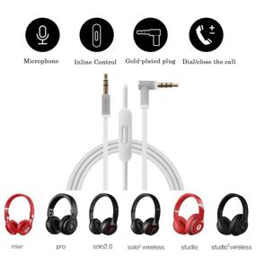 img 1 attached to White Replacement Audio Cable Cord Wire for Beats Studio Solo Pro Detox Wireless Mixr Executive Pill with In-Line Mic and Control - Improved SEO