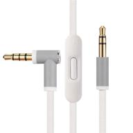 white replacement audio cable cord wire for beats studio solo pro detox wireless mixr executive pill with in-line mic and control - improved seo logo