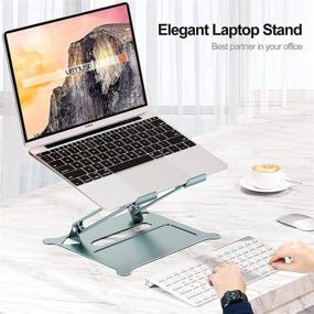 img 2 attached to 🖥️ Регулируемый стенд для ноутбука - подставка для ультрабуков, MacBook Air Pro, HP, Dell XPS, Lenovo - портативный, совместимый со всеми ноутбуками 10-15.6" - голубо-серый