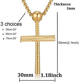 img 3 attached to 🏀 Sports Stainless Steel Baseball Cross Necklace for Men and Boys - Perfect Gift