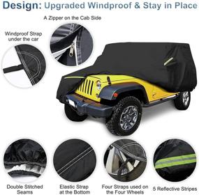 img 2 attached to 🚗 Waterproof Wrangler Car Cover | 6-Layer All Weather Protection | Snow Proof SUV Cover with Zipper | Compatible with Jeep Wrangler 1987-2019 JK, JL, CJ, YJ, TJ, 4 Doors | Black