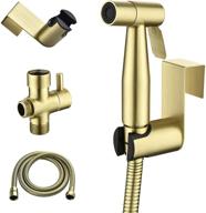 🚽 shamanda handheld bidet sprayer for toilet, stainless steel baby cloth diaper sprayer kit, bathroom toilet bidet attachment set for bathing pets feminine hygiene, luxurious brushed gold bds01-3 logo