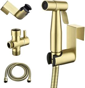 img 4 attached to 🚽 SHAMANDA Handheld Bidet Sprayer for Toilet, Stainless Steel Baby Cloth Diaper Sprayer Kit, Bathroom Toilet Bidet Attachment Set for Bathing Pets Feminine Hygiene, Luxurious Brushed Gold BDS01-3