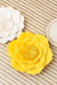 img 1 attached to 🌼 KEY SPRING 3D Paper Flower Decorations - Yellow, White Set of 6: Ideal for Wedding Backdrop, Bridal Shower, Table Centerpieces & Nursery Wall Decor