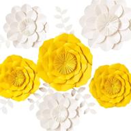 🌼 key spring 3d paper flower decorations - yellow, white set of 6: ideal for wedding backdrop, bridal shower, table centerpieces & nursery wall decor логотип