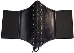 img 1 attached to 👗 BAOKELAN BKL011 WB 70cm Black Corset Belt for Women: Wide Elastic Dress Belt, Lace Up Tied leather Waist Belt - Women's Accessories