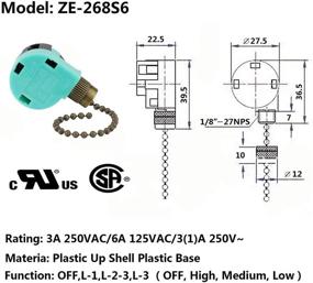 img 3 attached to 🔧 Zing Ear ZE-268S6 3 Speed|4 Wire Ceiling Fan Switch for Fan Speed & Light Control - Bronze