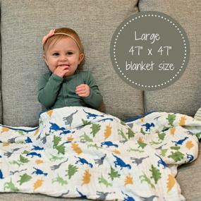img 3 attached to 🦖 Dinosaur Muslin Quilts by LollyBanks: 100% Cotton Nursery & Crib Blankets for Kids (Boy and Girl). Super Soft, Lightweight, and Large Size 47"x47" for Baby, Infant, Toddler, and Kid.