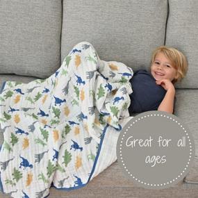 img 2 attached to 🦖 Dinosaur Muslin Quilts by LollyBanks: 100% Cotton Nursery & Crib Blankets for Kids (Boy and Girl). Super Soft, Lightweight, and Large Size 47"x47" for Baby, Infant, Toddler, and Kid.