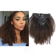 🌺 lacerhair 4a 4b afro kinky curly ombre наращивание волос: прямые косички с двойным вшитием, 100% настоящих волос реми двух оттенков - натурально черный к темно-коричневому 1в/4, 12 дюймов, 120 г. логотип