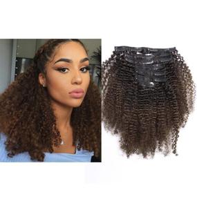 img 4 attached to 🌺 Lacerhair 4A 4B Afro Kinky Curly Ombre Наращивание волос: прямые косички с двойным вшитием, 100% настоящих волос Реми двух оттенков - натурально черный к темно-коричневому 1В/4, 12 дюймов, 120 г.