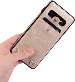 img 1 attached to 📱 Jaorty PU Leather Wallet Case for Samsung Galaxy S10: Necklace Lanyard Case with Card Holder & Neck Strap - Gold