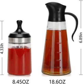 img 3 attached to 🍯 Set of 3 19oz Olive Oil Bottle Dispensers with Auto Flip Caps, 3 Honey Jars Including Dipper, Spoon, and Brush - Non-Drip Glass Oil Containers and Seasoning Boxes for Barbecue, Cooking, Baking, Roasting, and More