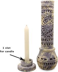 img 2 attached to 🏺 Carry Me Marble: Handmade Soapstone Incense Stick Holder, Candle Burner, Tea Light Holder - Perfect Floral Jaali Bottle Carving for Gifts. Decorative Home and Office Decor - (2.5 x 2.5 x 10 Inches)