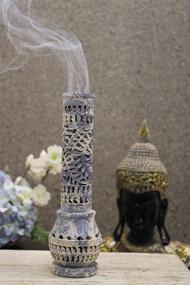 img 4 attached to 🏺 Carry Me Marble: Handmade Soapstone Incense Stick Holder, Candle Burner, Tea Light Holder - Perfect Floral Jaali Bottle Carving for Gifts. Decorative Home and Office Decor - (2.5 x 2.5 x 10 Inches)