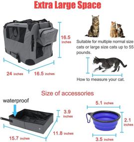 img 3 attached to 🐱 Prutapet XL Cat Carrier 24x16.5x16.5 Soft-Sided Portable Pet Crate for Car Travel with Collapsible Litter Box and Bowl