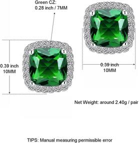 img 3 attached to Hypoallergenic White Gold CZ Stud Earrings Set by YOMELA – 10MM Square, Round, Teardrop & Heart Halo Studs for Women and Girls