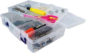 img 3 attached to 📦 Double-Layer Plastic Container Storage Box with Removable Grid Compartment - Ideal for Jewelry Tools, Fishing Hooks, Small Accessories, and Art Supplies (White/Transparent)