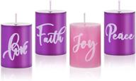 🕯️ hand poured pink and purple advent candle set with hope peace joy love words – christmas home wedding decor, ideal for seasonal celebrations логотип
