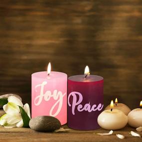 img 1 attached to 🕯️ Hand Poured Pink and Purple Advent Candle Set with Hope Peace Joy Love Words – Christmas Home Wedding Decor, Ideal for Seasonal Celebrations