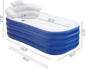 img 1 attached to 🛁 Witsbrez Portable Bathtub for Adult: Inflatable Deluxe Soaking Bath Tub with Large Backrest, Longer Drain Pipe, and Foldable Design – Enjoy a Relaxing Home Spa Experience with Electric Air Pump (Sea Horizon)