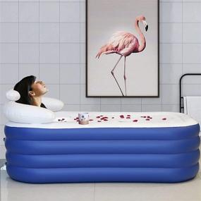 img 3 attached to 🛁 Witsbrez Portable Bathtub for Adult: Inflatable Deluxe Soaking Bath Tub with Large Backrest, Longer Drain Pipe, and Foldable Design – Enjoy a Relaxing Home Spa Experience with Electric Air Pump (Sea Horizon)