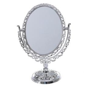 img 3 attached to 💄 Goodaa(R) SILVER VANITY MAKE UP COSMETIC TABLE BATHROOM MIRROR ON FOOT STAND - Enhance Your Grooming Experience with Style