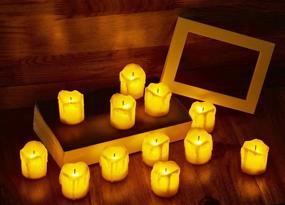 img 3 attached to Pack of 12 LED Flameless Votive Candles - Realistic Melted Wax Appearance and Flickering Flame Effect - Battery Powered for Wedding, Party, and Christmas Decorations