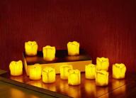 pack of 12 led flameless votive candles - realistic melted wax appearance and flickering flame effect - battery powered for wedding, party, and christmas decorations логотип