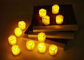 img 1 attached to Pack of 12 LED Flameless Votive Candles - Realistic Melted Wax Appearance and Flickering Flame Effect - Battery Powered for Wedding, Party, and Christmas Decorations