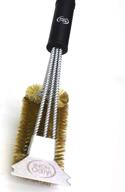 🔥 enhanced heavy duty bbq grill brass cleaning brush with built-in scraper - large triple-headed design - ideal for all smoker grill grates, especially gentle on delicate ceramic griddles and porcelain grill grates logo