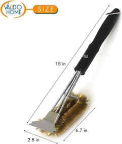 img 2 attached to 🔥 Enhanced Heavy Duty BBQ Grill Brass Cleaning Brush with Built-In Scraper - Large Triple-Headed Design - Ideal for All Smoker Grill Grates, Especially Gentle on Delicate Ceramic Griddles and Porcelain Grill Grates