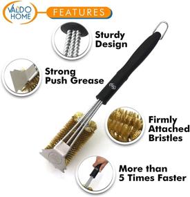 img 3 attached to 🔥 Enhanced Heavy Duty BBQ Grill Brass Cleaning Brush with Built-In Scraper - Large Triple-Headed Design - Ideal for All Smoker Grill Grates, Especially Gentle on Delicate Ceramic Griddles and Porcelain Grill Grates