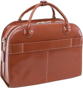 img 1 attached to McKlein W-Series Roseville Leather Ladies' Laptop Briefcase - Checkpoint-Friendly, Detachable Wheeled Design (Brown 96644)