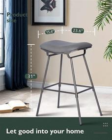 img 1 attached to 🪑 KATDANS Set of 2 Bar Height Stools - Backless Bar Stools in Ultimate Gray - 31 Inch - PU Leather, KS717B