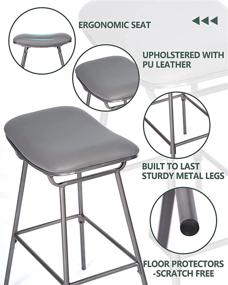 img 2 attached to 🪑 KATDANS Set of 2 Bar Height Stools - Backless Bar Stools in Ultimate Gray - 31 Inch - PU Leather, KS717B