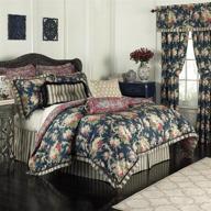 🌹 revitalize your bedroom with the waverly sanctuary rose modern farmhouse floral 4-piece reversible comforter set in queen size, heritage blue logo