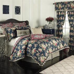 img 4 attached to 🌹 Revitalize Your Bedroom with the Waverly Sanctuary Rose Modern Farmhouse Floral 4-Piece Reversible Comforter Set in Queen Size, Heritage Blue