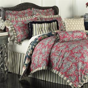 img 1 attached to 🌹 Revitalize Your Bedroom with the Waverly Sanctuary Rose Modern Farmhouse Floral 4-Piece Reversible Comforter Set in Queen Size, Heritage Blue