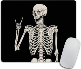 img 4 attached to Skull Human Skeleton Mouse Pad, Human Skeleton Posing on Black Background - 9.5 X 7.9 Inches (240mmX200mmX3mm)