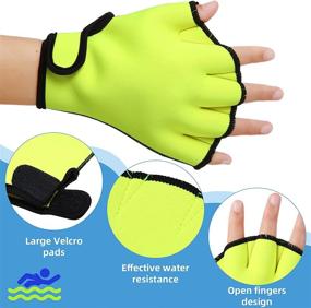 img 1 attached to Waterproof Webbed Swimming Gloves - 3 Pairs Aquatic Gloves for Men Women, Hand Paddles Fingerless Aqua Flippers Gloves for Swim Training, Diving, Surfing, Pool Exercise (3 Colors)