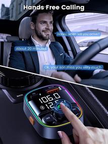 img 1 attached to 🚗 Адаптер Car Bluetooth с Handsfree Call, FM-трансмиттер с зарядным портом QC3.0+PD, 7-цветовая светодиодная атмосфера, стереоадаптер музыки Mp3, поддержка TF-карт и USB-дисков.