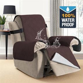 img 3 attached to H.VERSAILTEX Deluxe Waterproof Quilted Recliner Chair Cover - Slipcover for Living Room | Elastic Strap, Non-Slip Silicone Backing, Paw Design | Standard Size, Brown