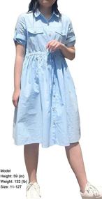 img 2 attached to 👗 Chic and Comfy: Sleeve Pleated T Shirt Dresses for Girls' Casual Clothing