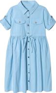 👗 chic and comfy: sleeve pleated t shirt dresses for girls' casual clothing logo